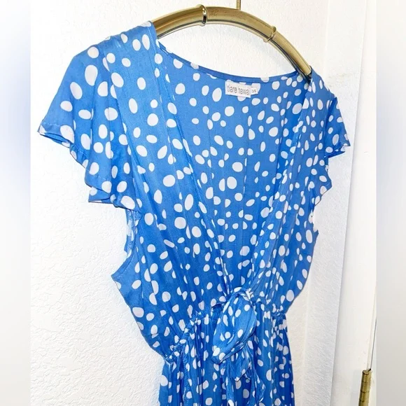 TIARE HAWAII The Blake high-low V-neck tie front dress in Bambi Print SZ: medium - Picture 5 of 16